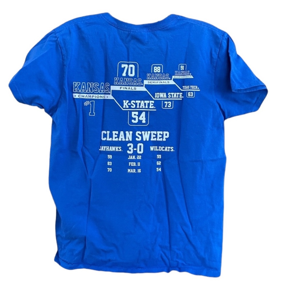 Gildan KU Jayhawks Basketball 2013 Big 12 Champions Bracket Shirt Sz Medium - Picture 2 of 3